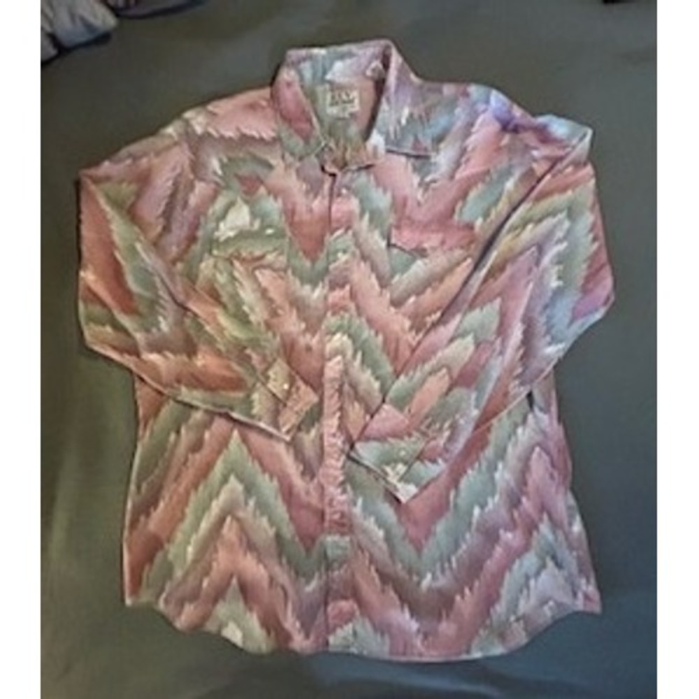 VTG ELY CATTLEMAN Men's Western Shirt Pearl 1980's Cowboy Rodeo Desert Sz 17 35